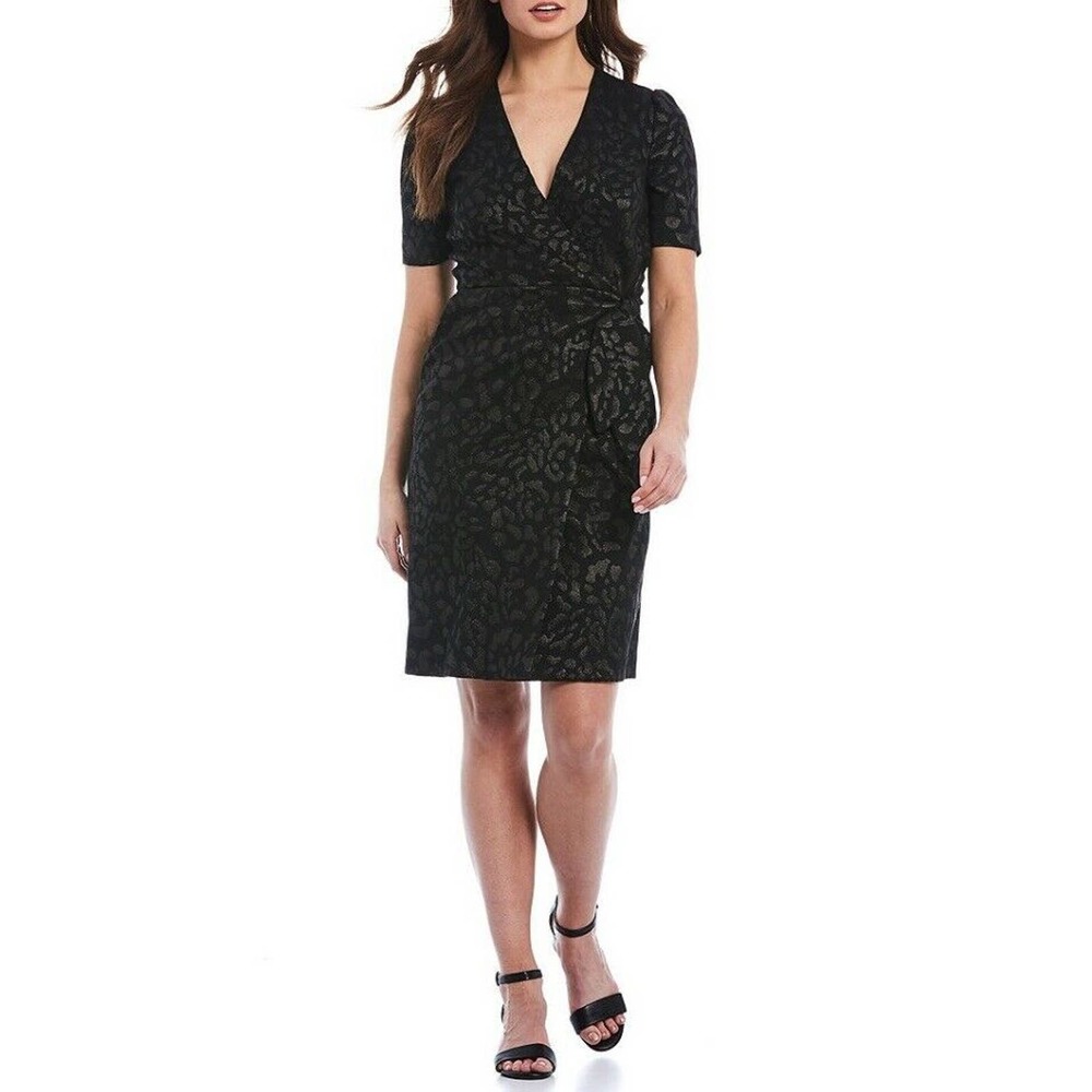Alex Marie Margot Leopard Shimmer Jacquard Dress 8 NWT